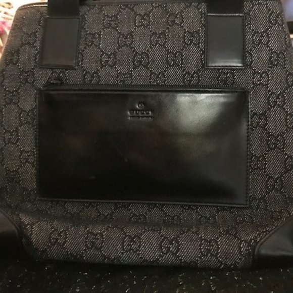 Gucci Vintage Black GG Canvas Handbag/ Shoulder Bag / Tote - 1990's - Picture 2 of 16